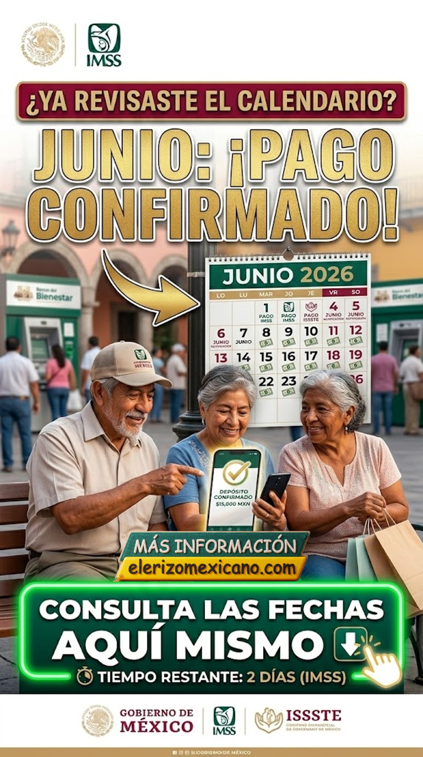 Calendario Pensión IMSS e ISSSTE Junio 2026: Cómo Consultar las Fechas ...
