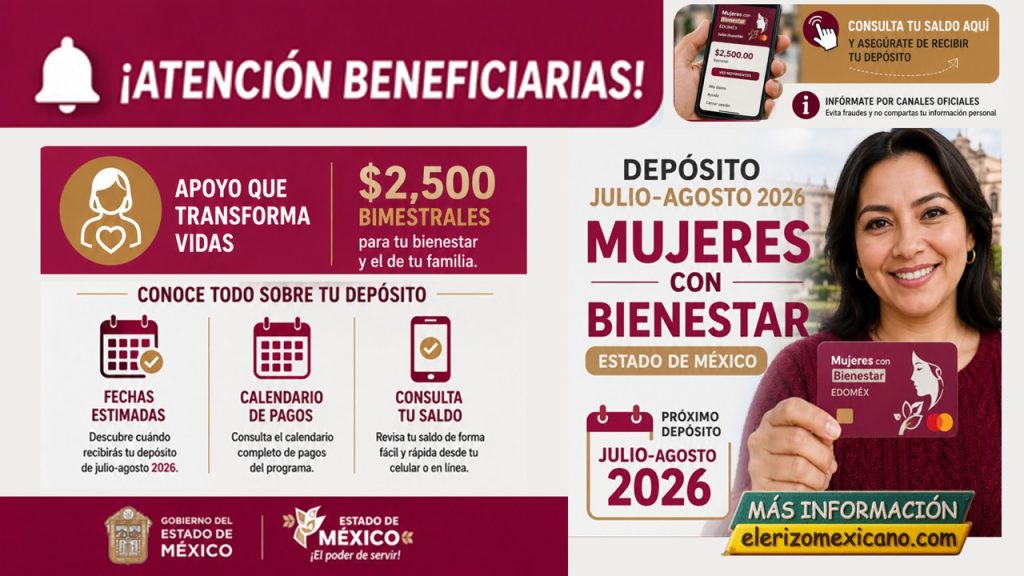 Pago Mujeres con Bienestar Edomex Julio-Agosto 2026: Calendario y ...
