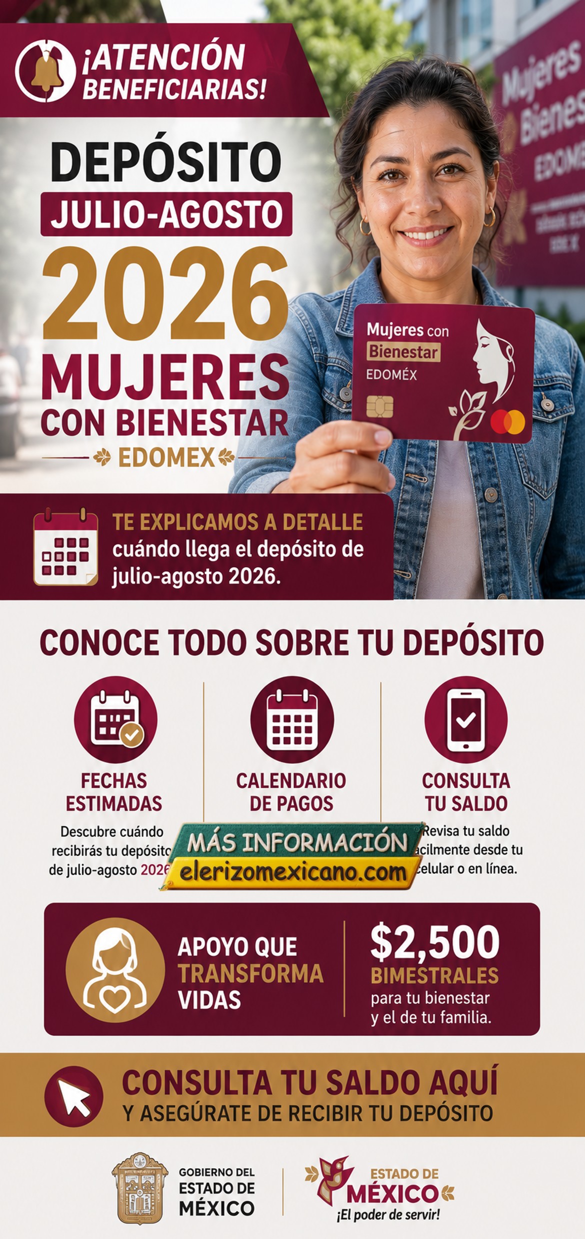 Pago Mujeres con Bienestar Edomex Julio-Agosto 2026: Calendario y ...
