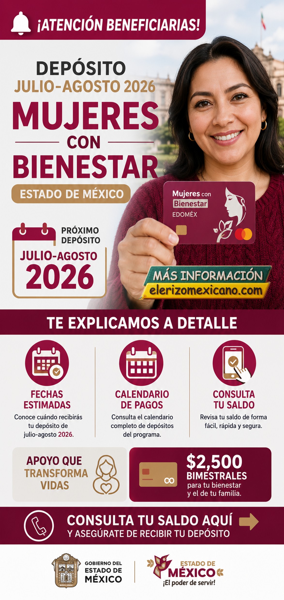 Pago Mujeres con Bienestar Edomex Julio-Agosto 2026: Calendario y ...
