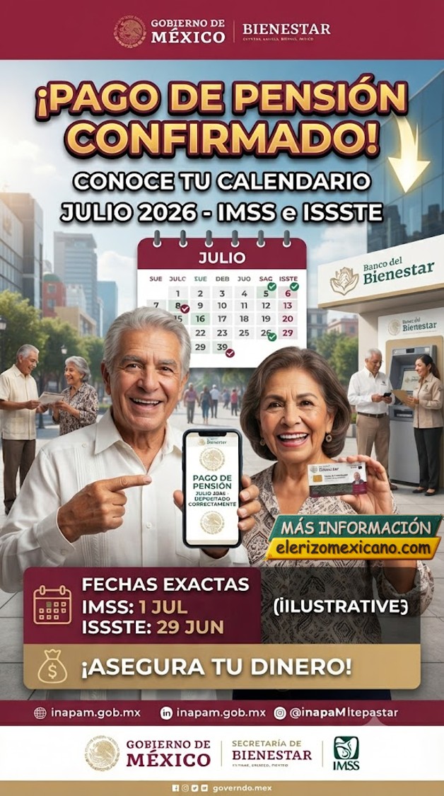 Fechas de pago julio 2026 para pensionados IMSS e ISSSTE y guía rápida ...